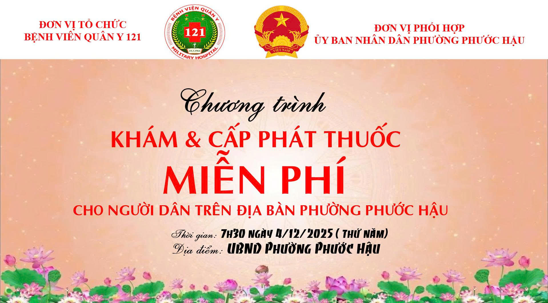 CHƯƠNG TRÌNH KHÁM VÀ PHÁT THUỐC MIỄN PHÍ